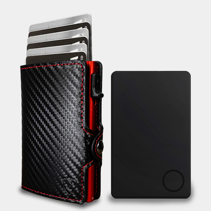 Pack Billetera Carbon Fiber Red + Localizador