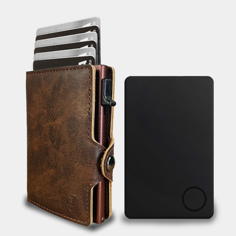 Pack Billetera Dark Brown + Localizador