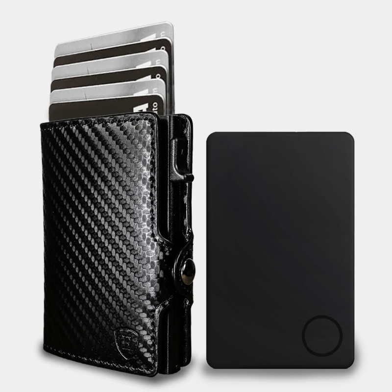 Pack Billetera Carbon Fiber Black + Localizador