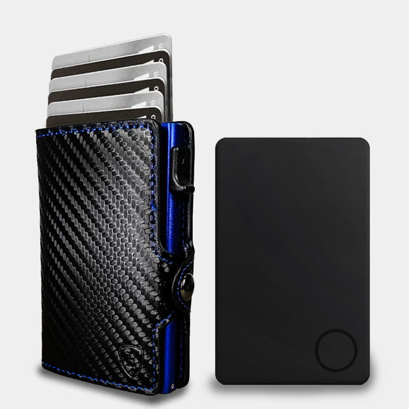 Pack Billetera Carbon Fiber Blue + Localizador