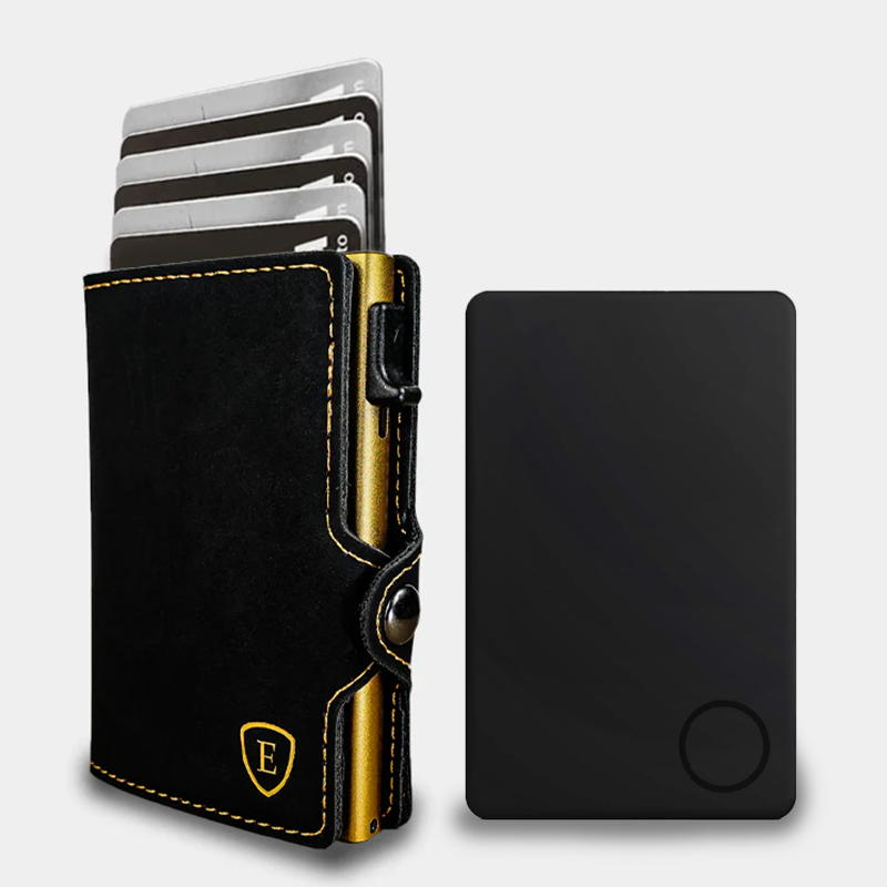 Pack Billetera Black Gold + Localizador