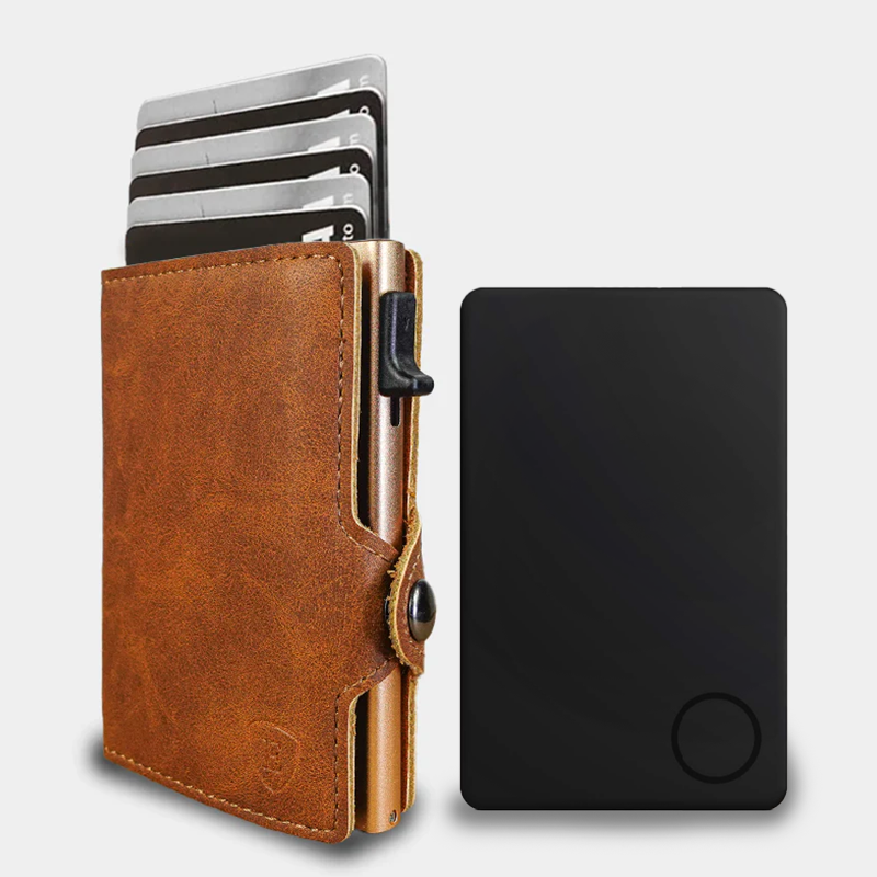 Pack Billetera Gold Brown + Localizador