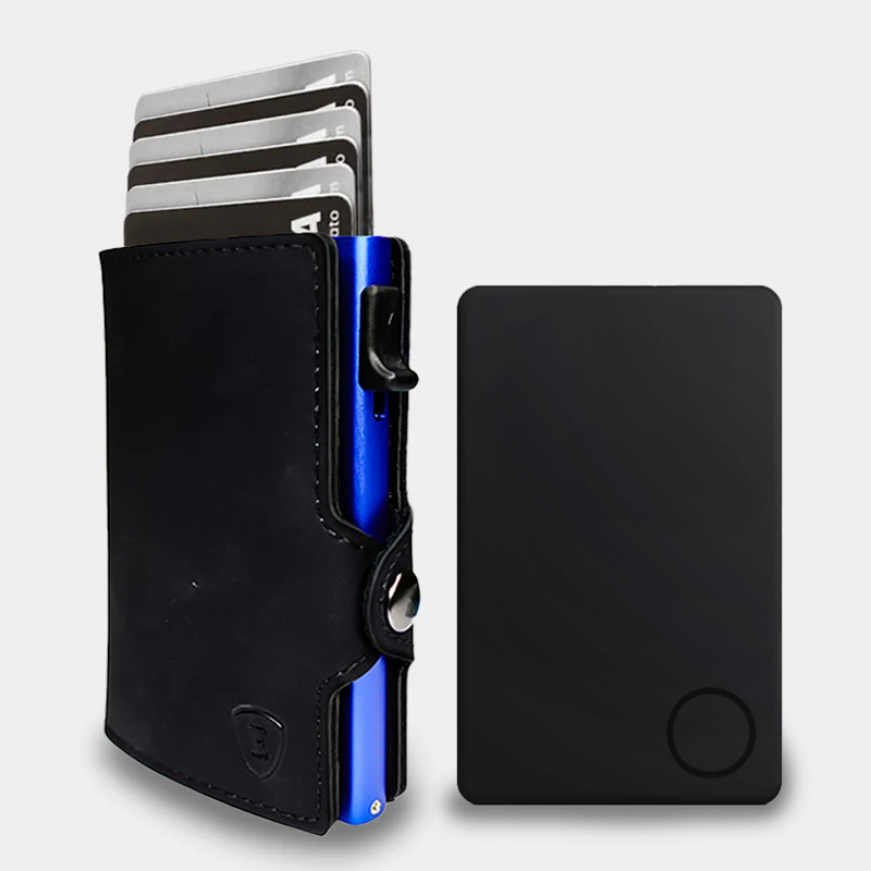 Pack Billetera Black Blue + Localizador
